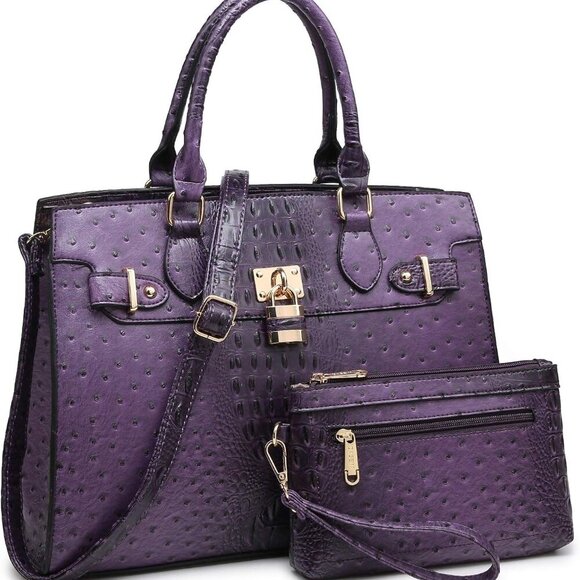 Handbags - Women Handbags Faux Leather Large Tote With Matching Clutch for Work & Travel